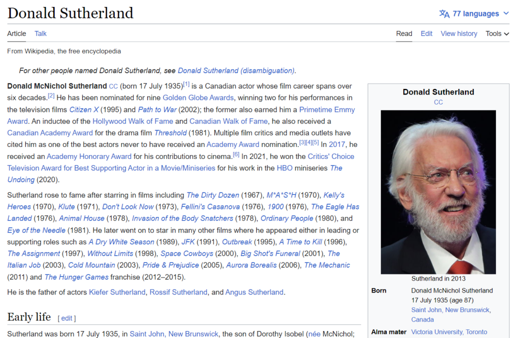 Donald Sutherland Wikipedia