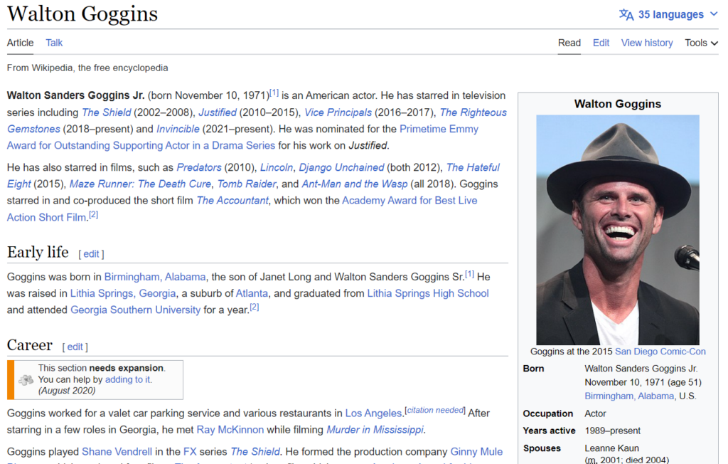 Walton Goggins Wikipedia