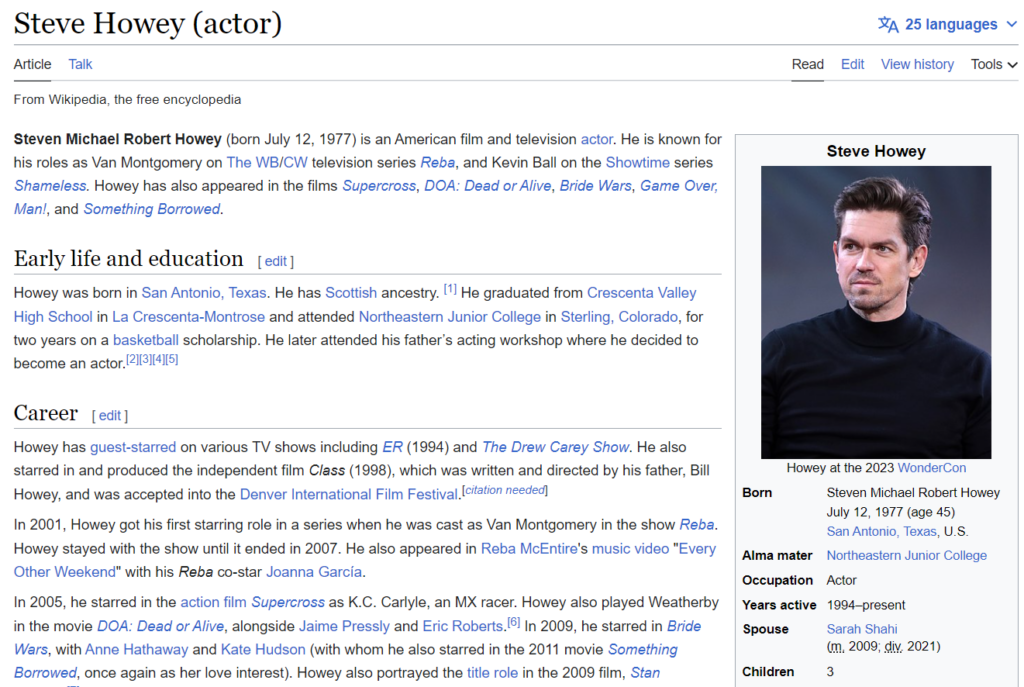 Steve Howey Wikipedia
