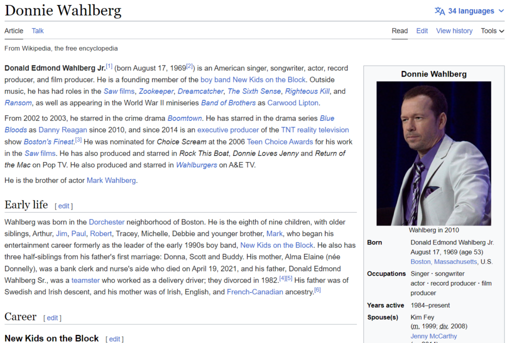 Donnie Wahlberg Wikipedia