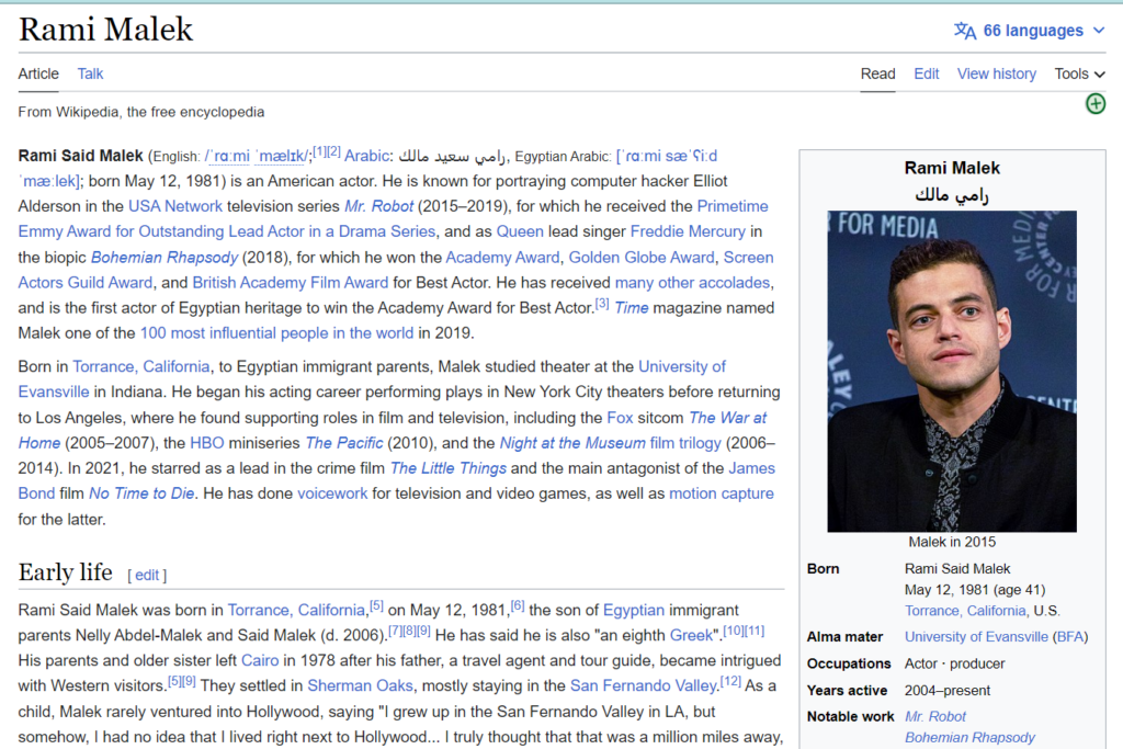 Rami Malek Wikipedia