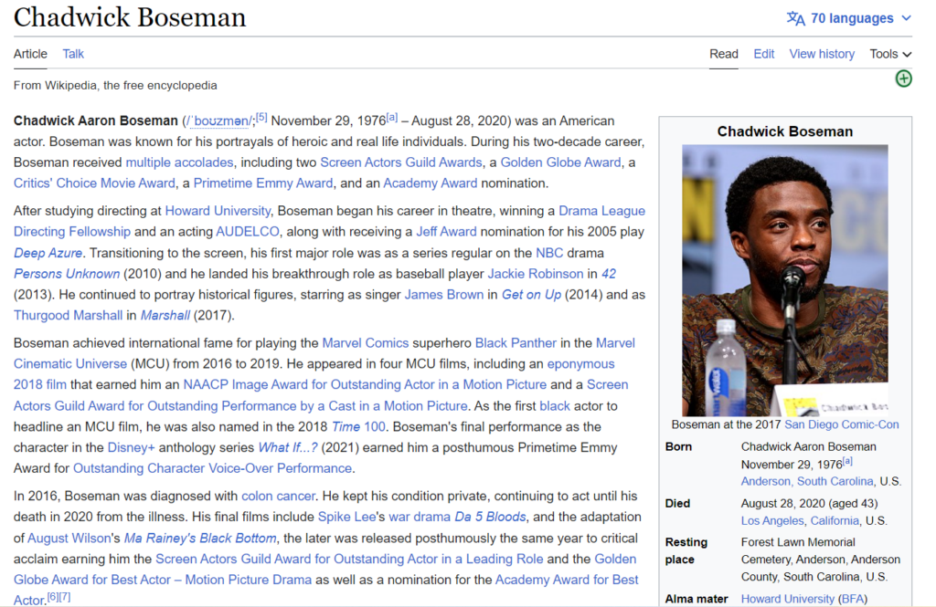 Chadwick Boseman Wikipedia