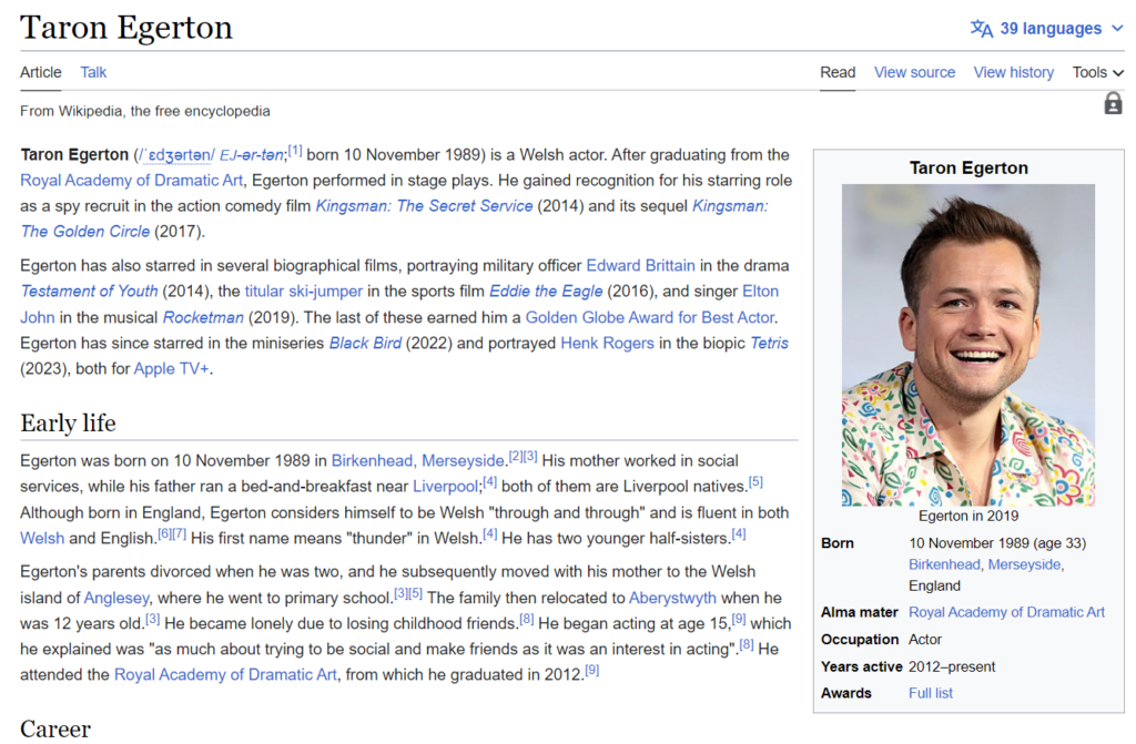 Taron Egerton Wikipedia