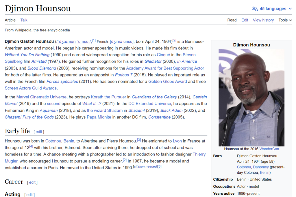 Djimon Hounsou Wikipedia