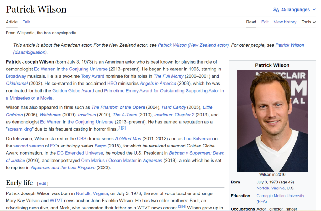Patrick Wilson Wikipedia