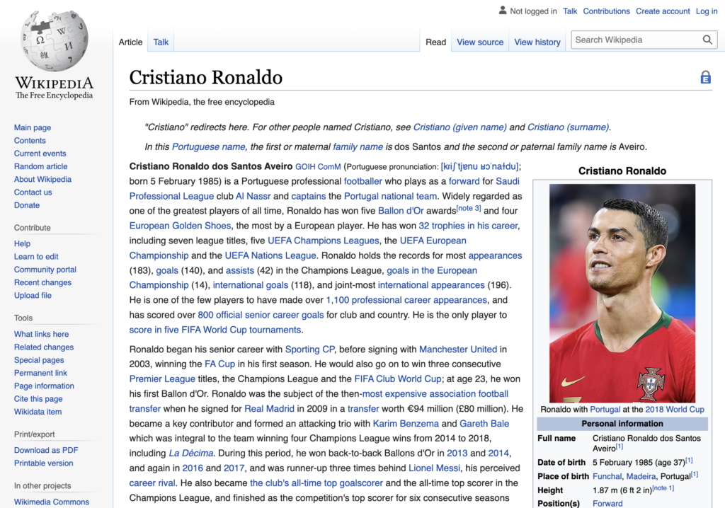Cristiano Ronaldo Wikipedia