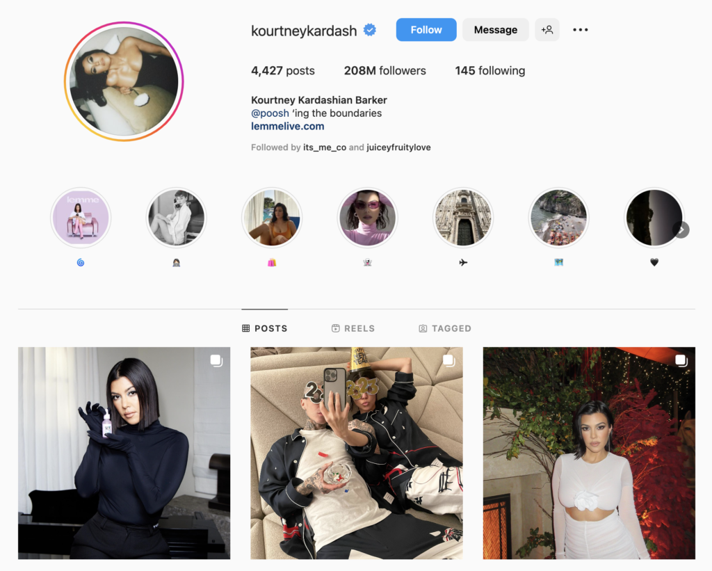 Kourtney Kardashian - 208 Million Followers