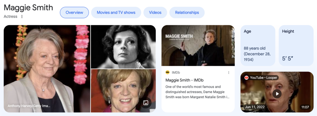 Known for her memorable roles, Maggie Smith is over 80 years old